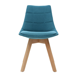 Chaises scandinaves en tissu bleu canard et bois clair (lot de 2) MATILDE