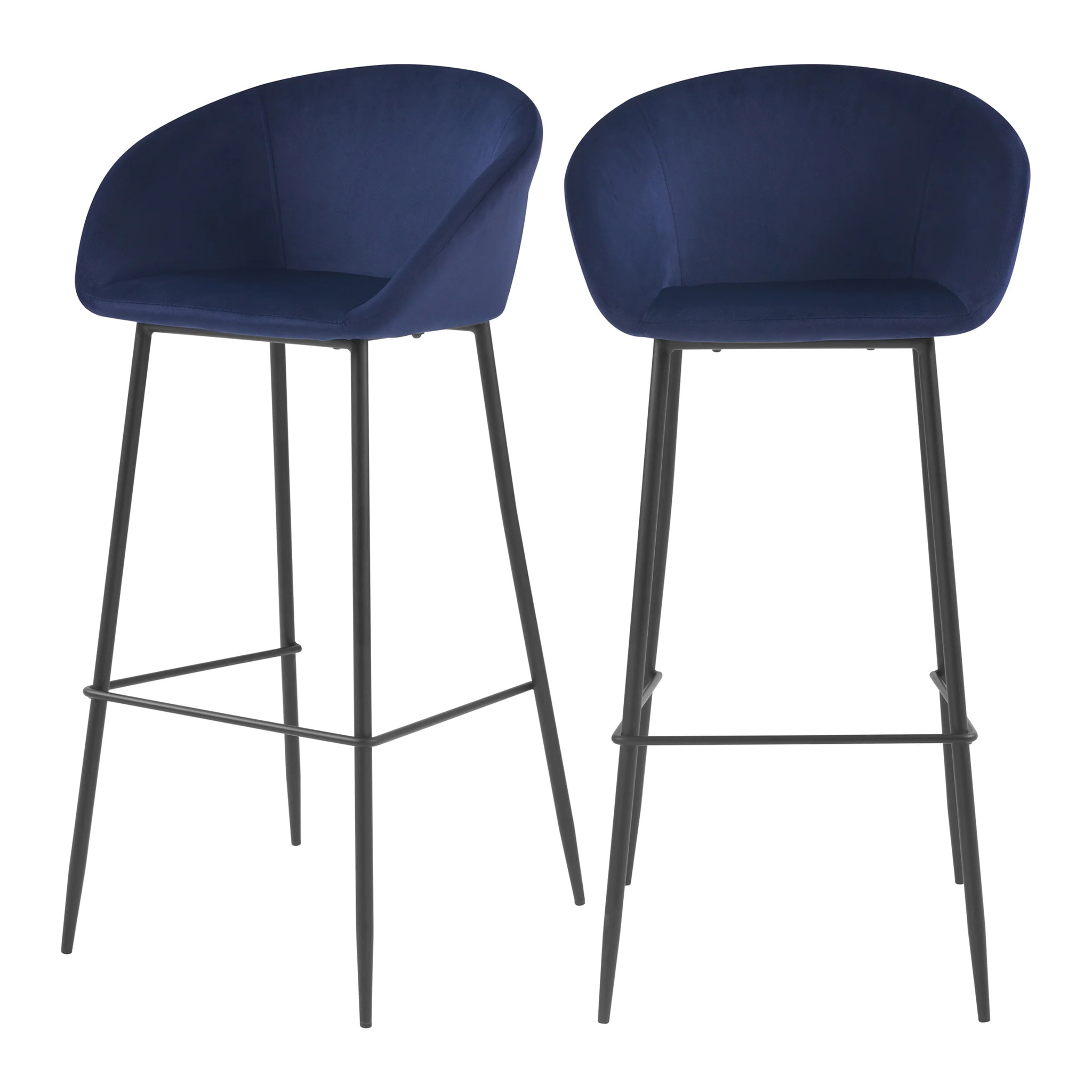 Lot de 2 chaises de bar 75 cm en velours bleu - Marquise