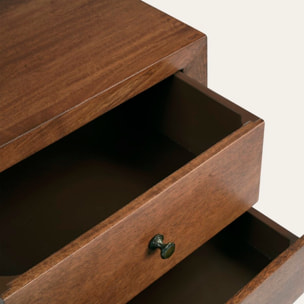Table de chevet Pikasso -bois massif de mangue-couleur noyer 40 x 50 x 38 cm