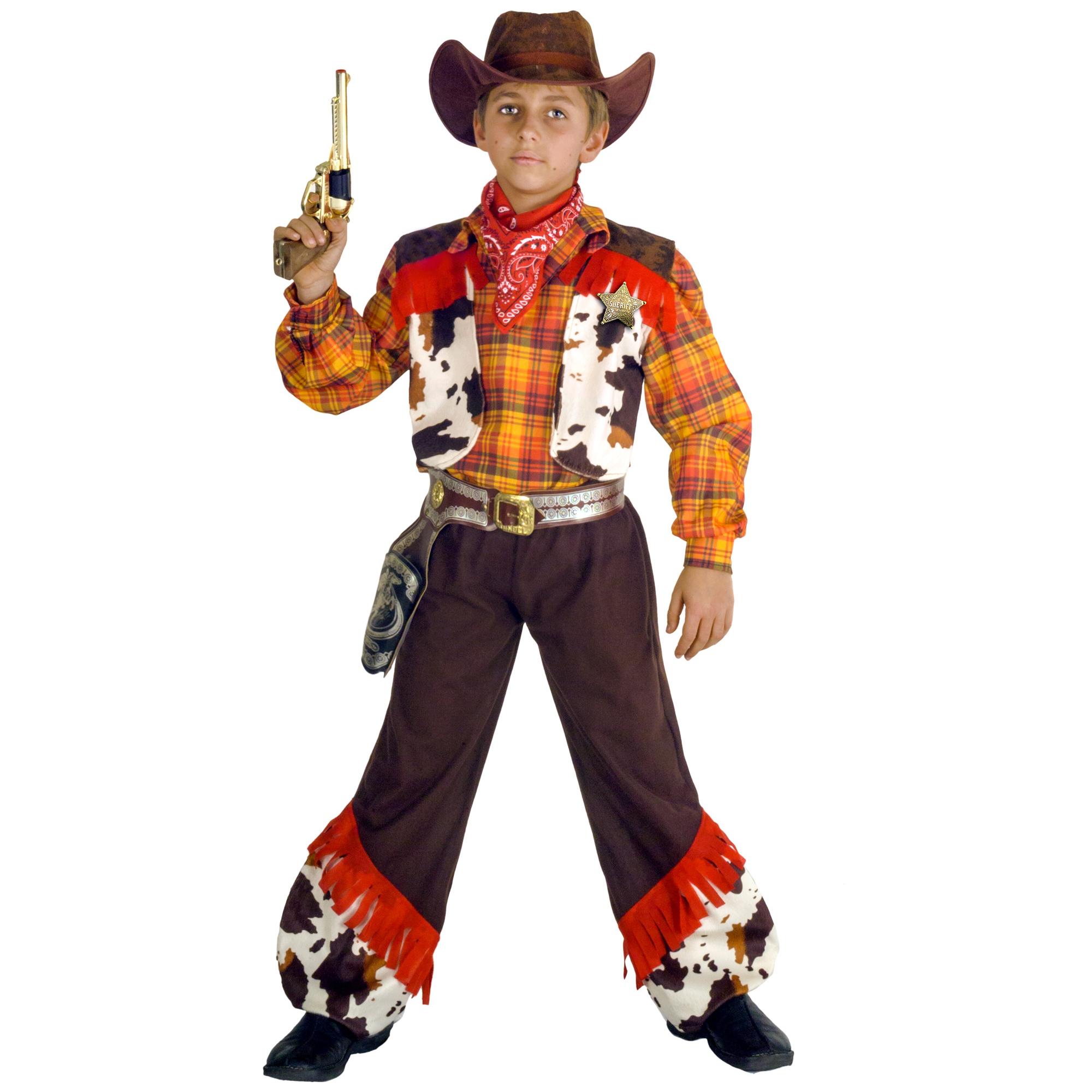 Costume Carnevale Cowboy Rodeo Boy Pistola E Cinturone Bambino