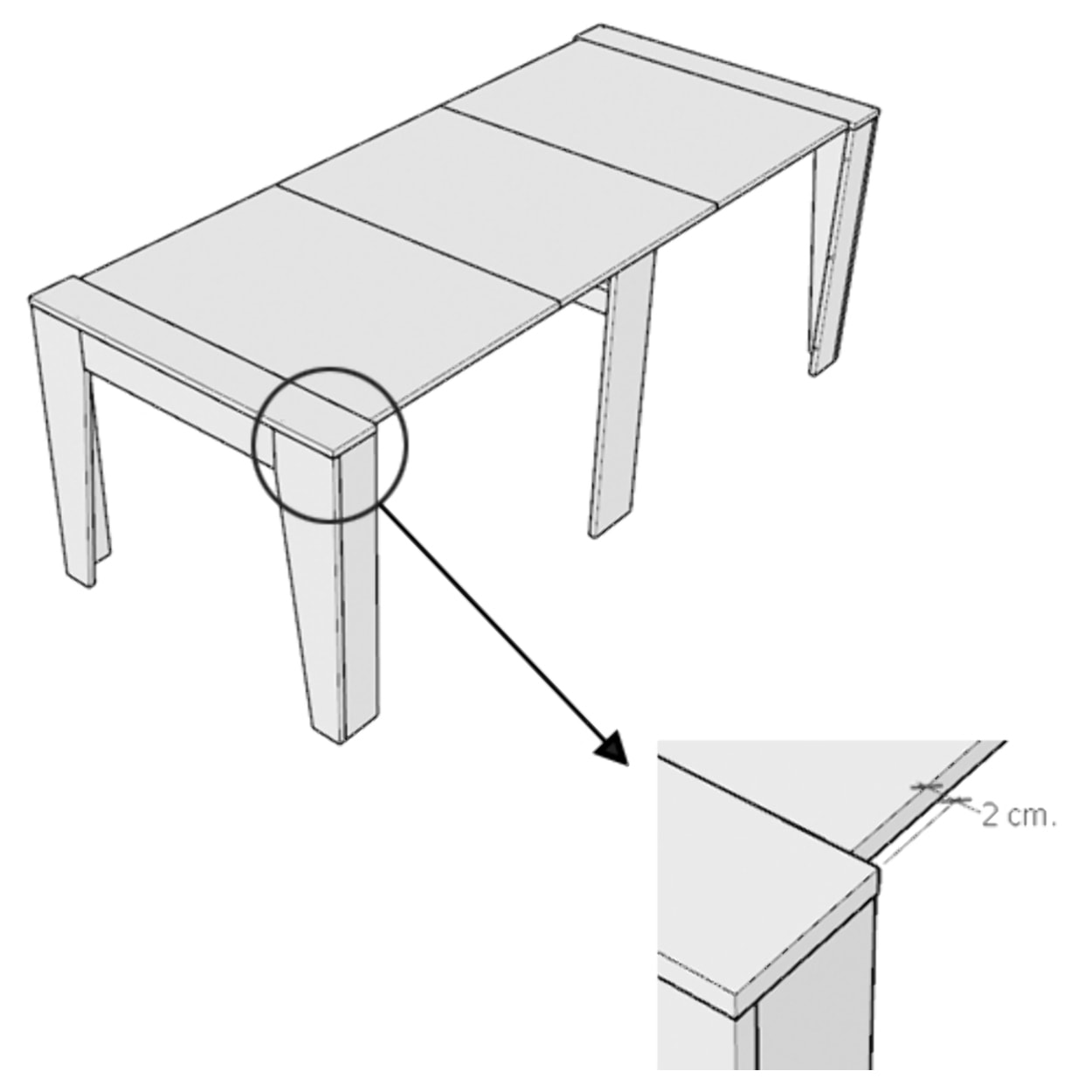 Console Extensible 90x25/211 cm Anea Noyer rallonges internes