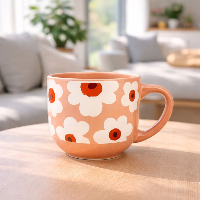 Lot de 6 jumbos en grès avec motifs à fleurs MARGUERITE