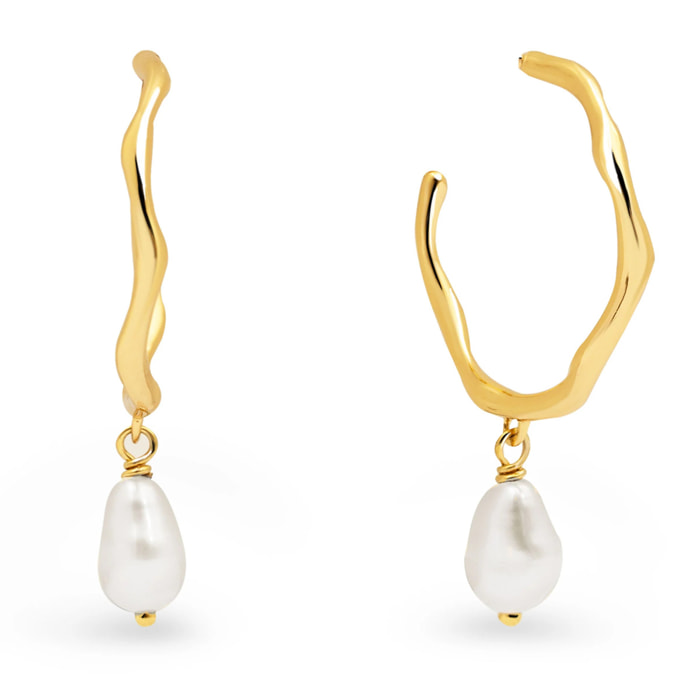 Pendientes Aro Menorca Pearl Baño Oro