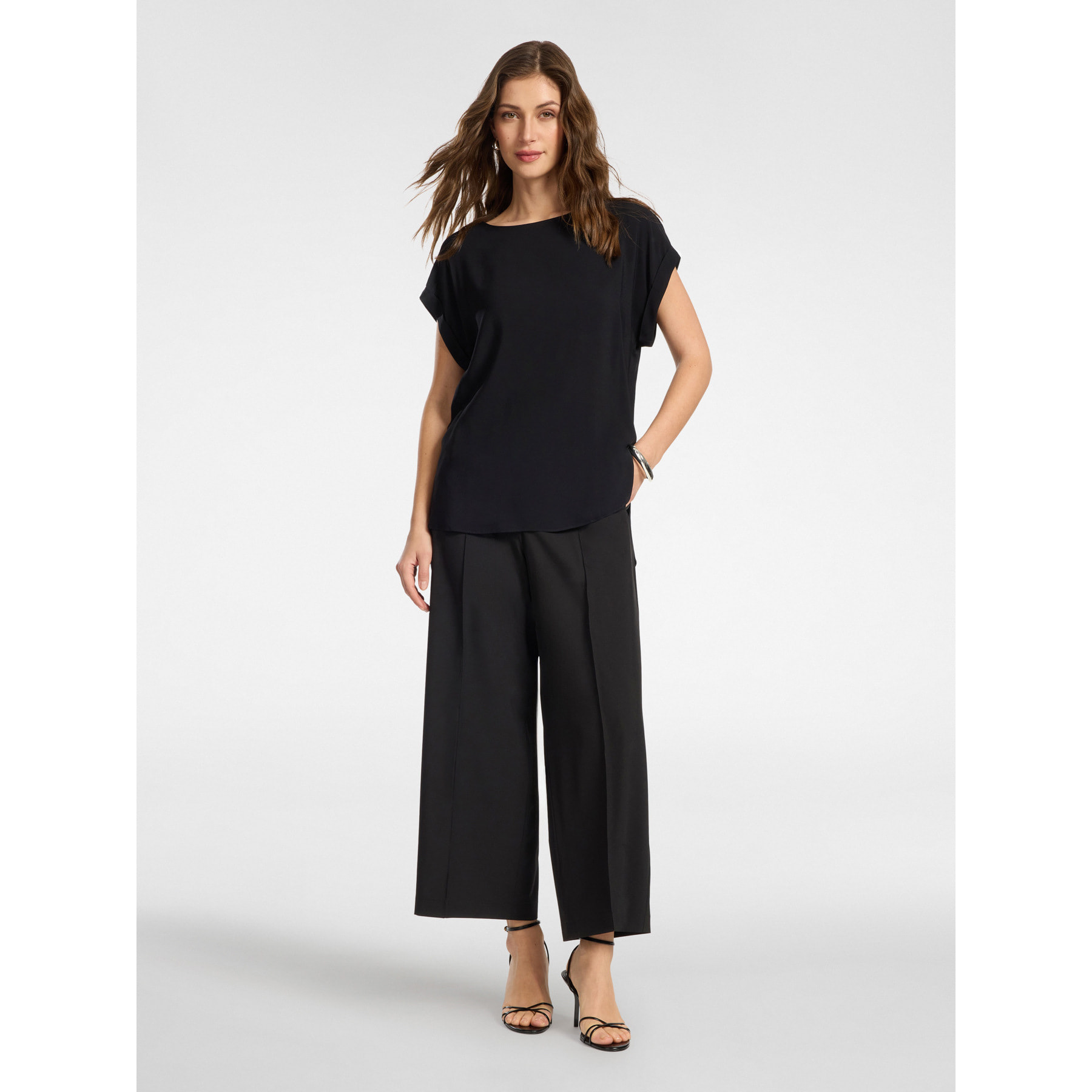 Elena Mirò - Blusa de crepé de China - Negro