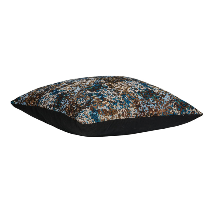 Cuscino Blossom in poliestere con stampa blue e marrone 45x45 cm