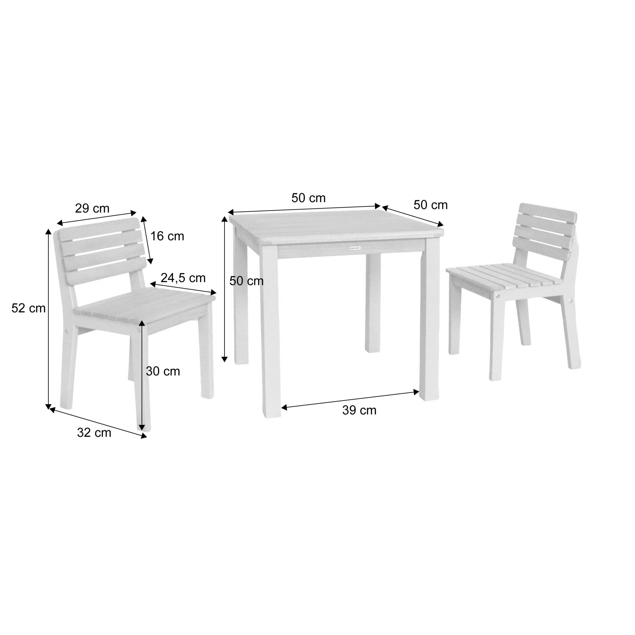 Table de jardin enfant intérieur/extérieur bois d'acacia + 2 assises CAROLINE