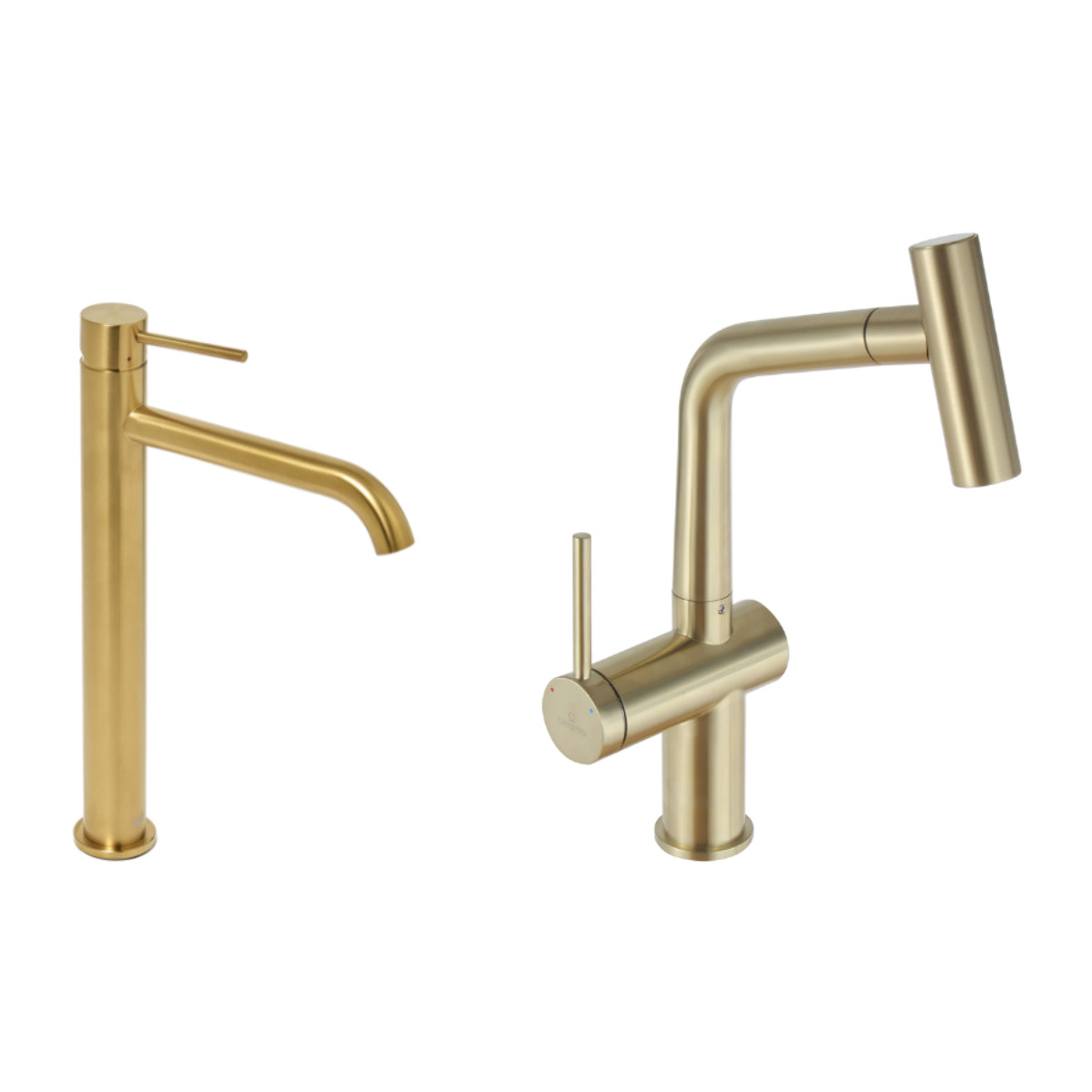 Aurum set mitigeur lavabo haut + mitigeur cuisine Ceramia Timeless acier inoxydable, douchette extractible, or  (SATBA185BG)