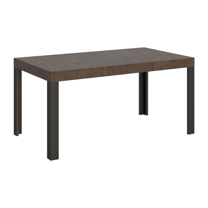Table Linea Extensible Dessus Noyer 90x160 Allongée 264 cadre Anthracite