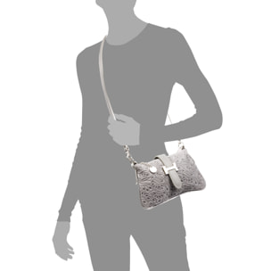 Allerona Bolso de mano Mujer. Piel auténtica Gamuza Grabado Fantasía.