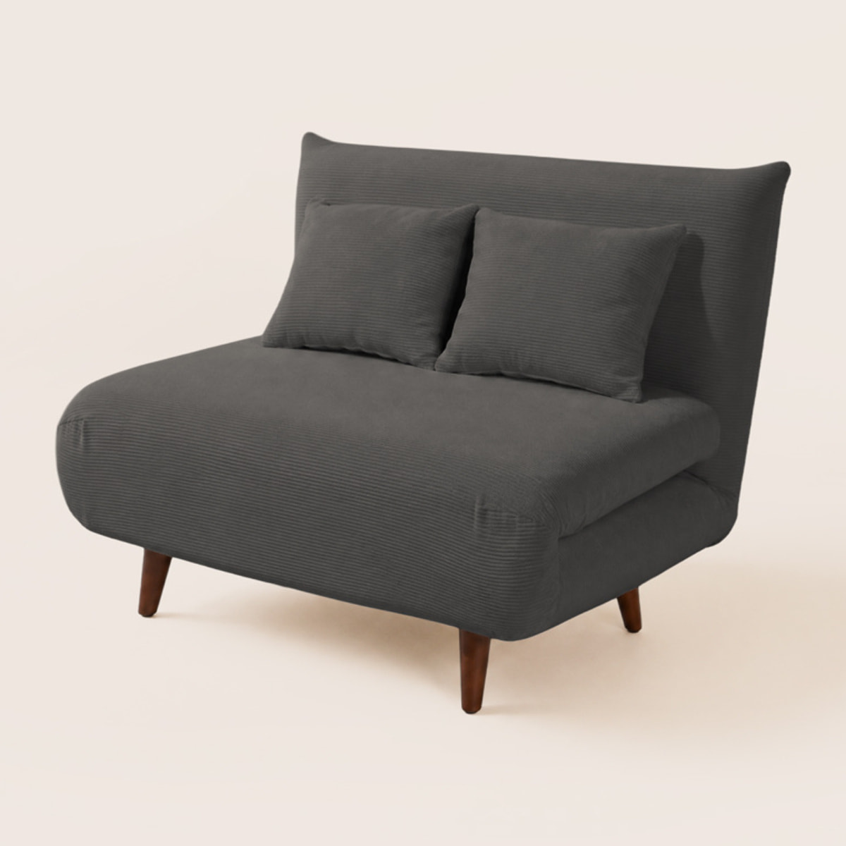 Lumi - Banquette convertible clic-clac 1 place en velours côtelé - Gris