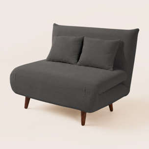 Lumi - Banquette convertible clic-clac 1 place en velours côtelé - Gris