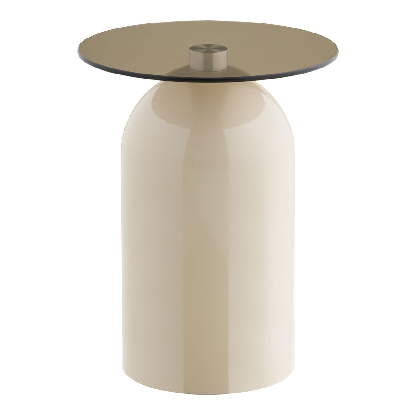 Tavolino d'appoggio Ravello in vetro temperato e metallo grigio/beige ø40×52 cm