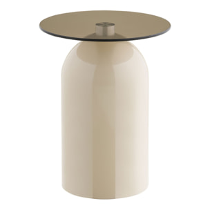 Tavolino d'appoggio Ravello in vetro temperato e metallo grigio/beige ø40×52 cm