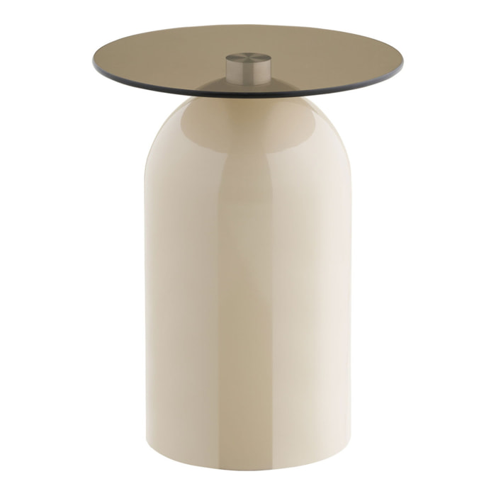 Tavolino d'appoggio Ravello in vetro temperato e metallo grigio/beige ø40×52 cm