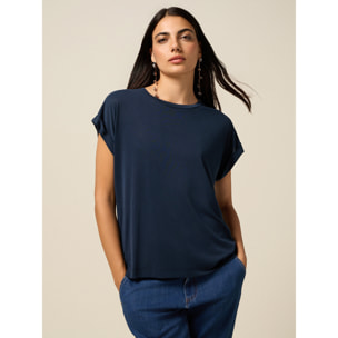 Oltre - T-shirt in jersey misto modal - Blu