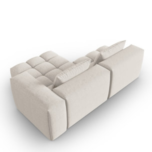 Canapé d'angle droit modulable "Lorella" 3 places en tissu structurel beige