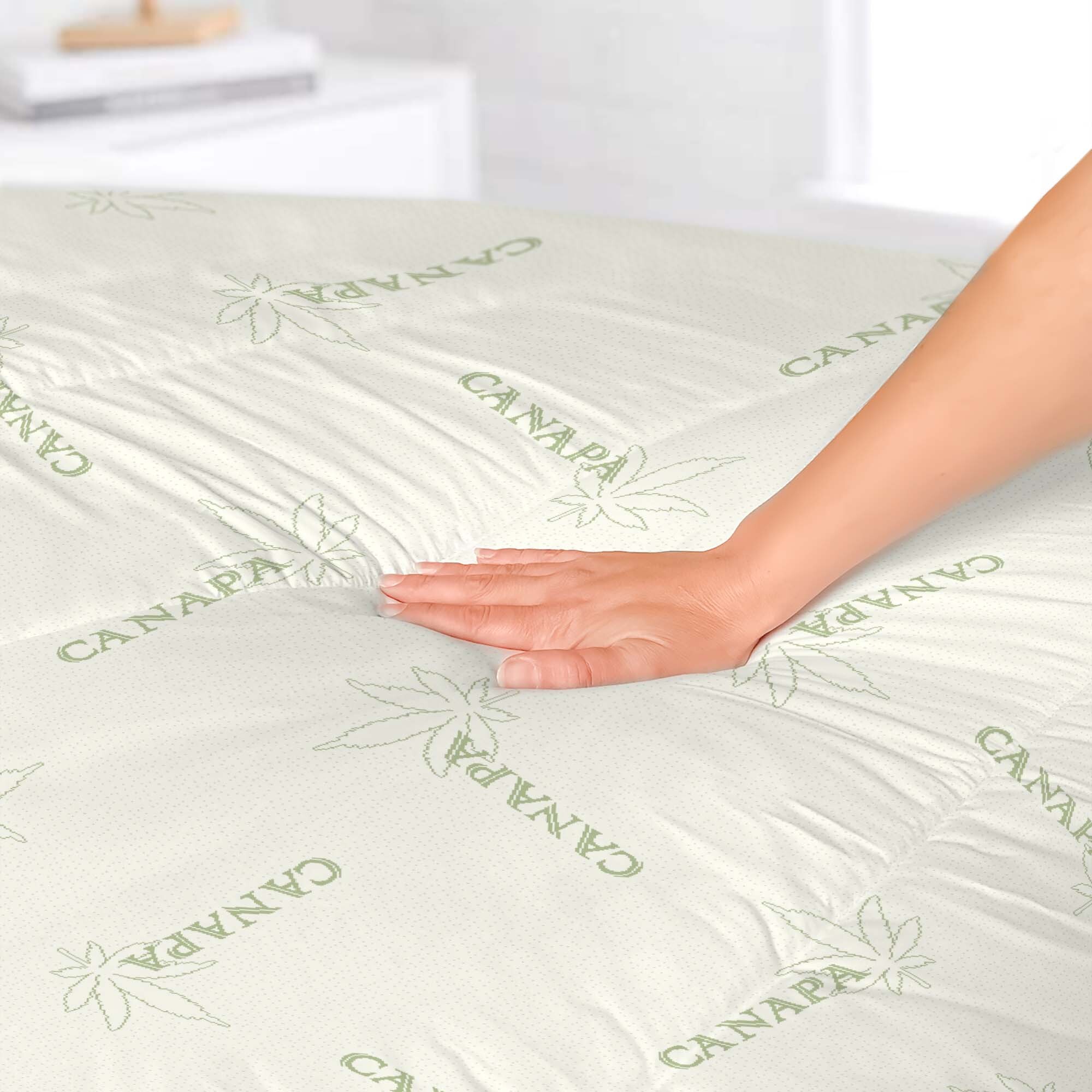 TOPPER TRAPUNTATO CANAPA CON ELASTICI - Made in Italy