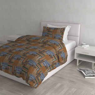 PARURE COPRIPIUMINO ATHENA, 100% Cotone, Made in Italy - ADANA TERRA