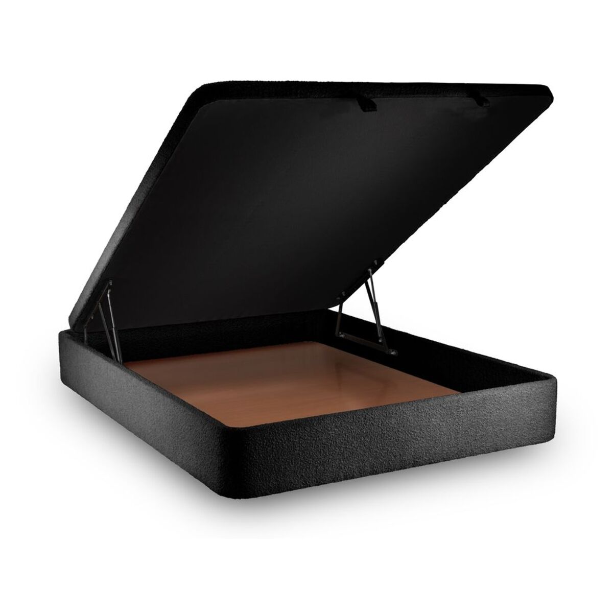 Lit coffre avec tête de lit tapissée Bouclette