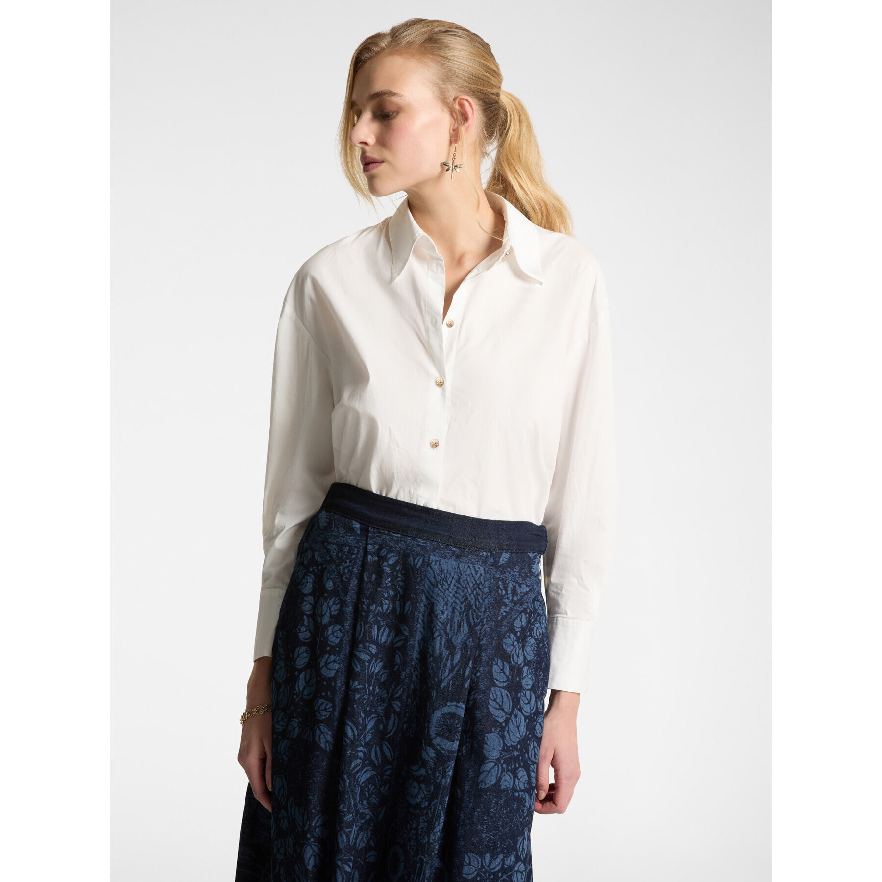 Elena Mirò - Camisa de tejido elástico - Blanco