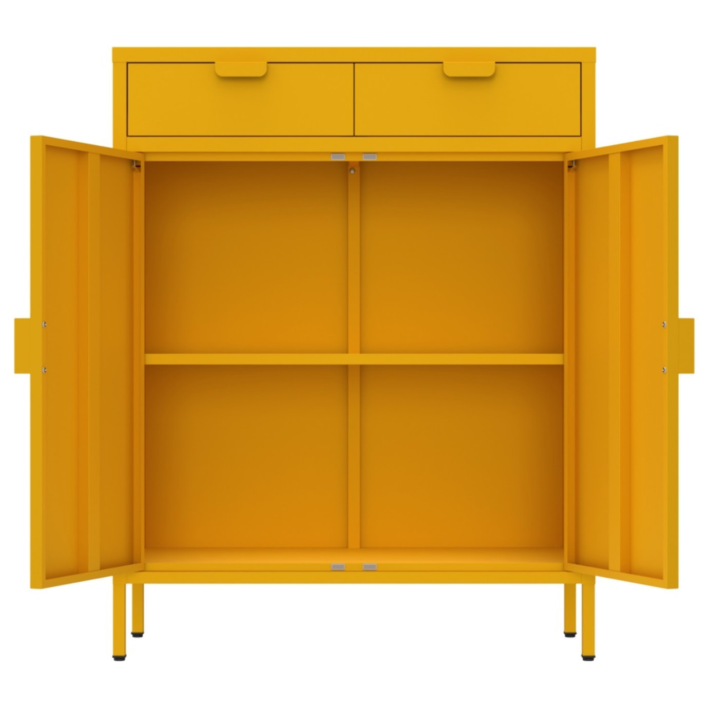 Credenza metallo 2 ante e 2 cassetti 80x38x110cm senape - Pop