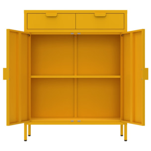 Credenza metallo 2 ante e 2 cassetti 80x38x110cm senape - Pop