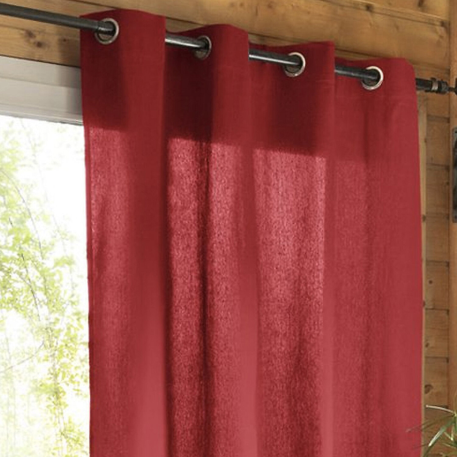 Rideau uni 100% coton cerise