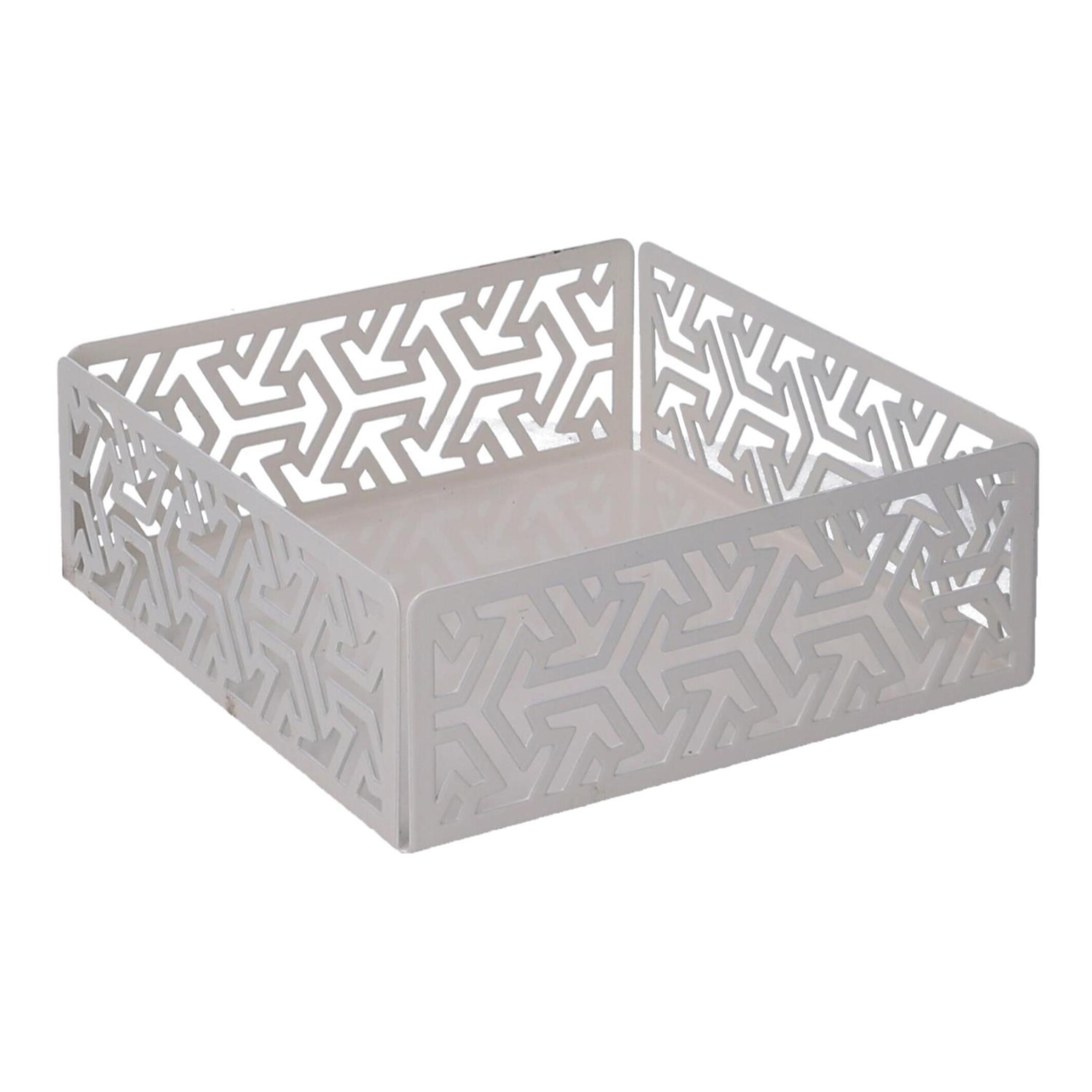 Portatovaglioli in metallo frecce bianco quadrato cm16,5x16,5x5,5