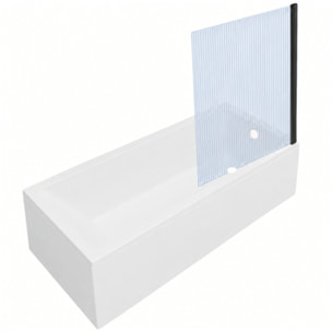 Baignoire rectangulaire Neon 170x75cm + Pare bain droit AURYS Raywall noir mat profilé droite