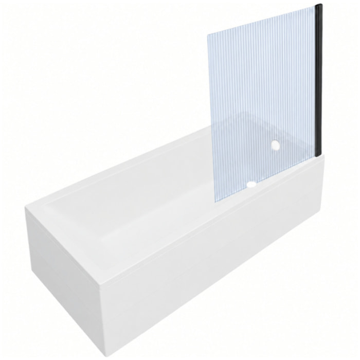Baignoire rectangulaire Neon 170x75cm + Pare bain droit AURYS Raywall noir mat profilé droite