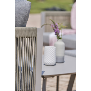 MANOSQUE - Salon de jardin d'angle 7 places en aluminium et corde