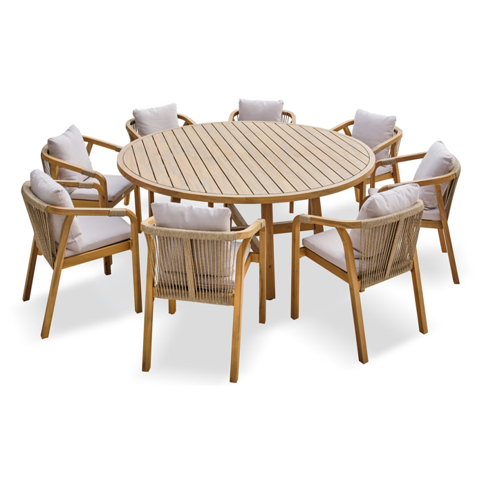 SERENA - Ensemble repas de jardin 8 places en bois d'acacia