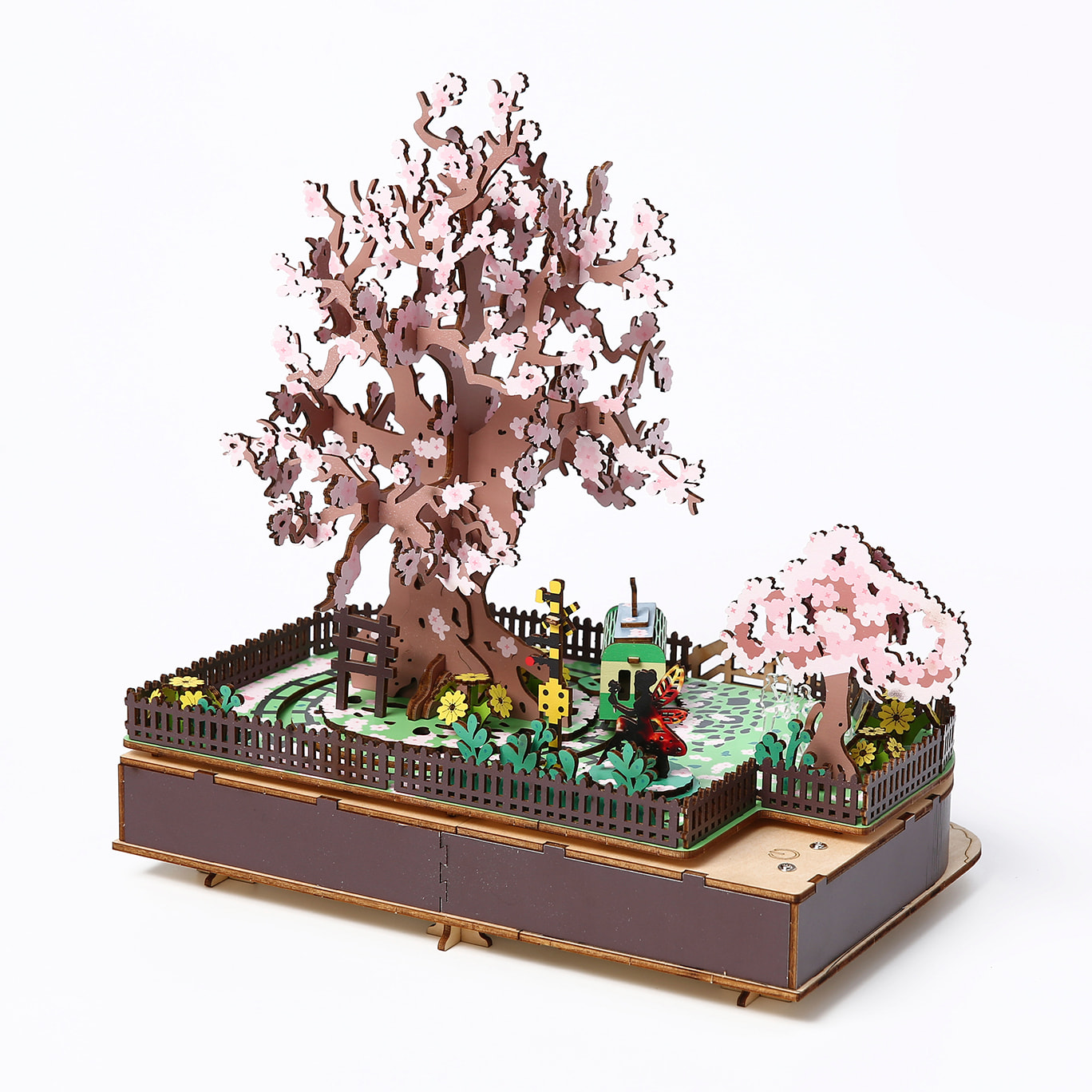 Modello in Legno 3D, con movimento meccanico design ciliegio in fiore con luce e musica. 446 pezzi.
