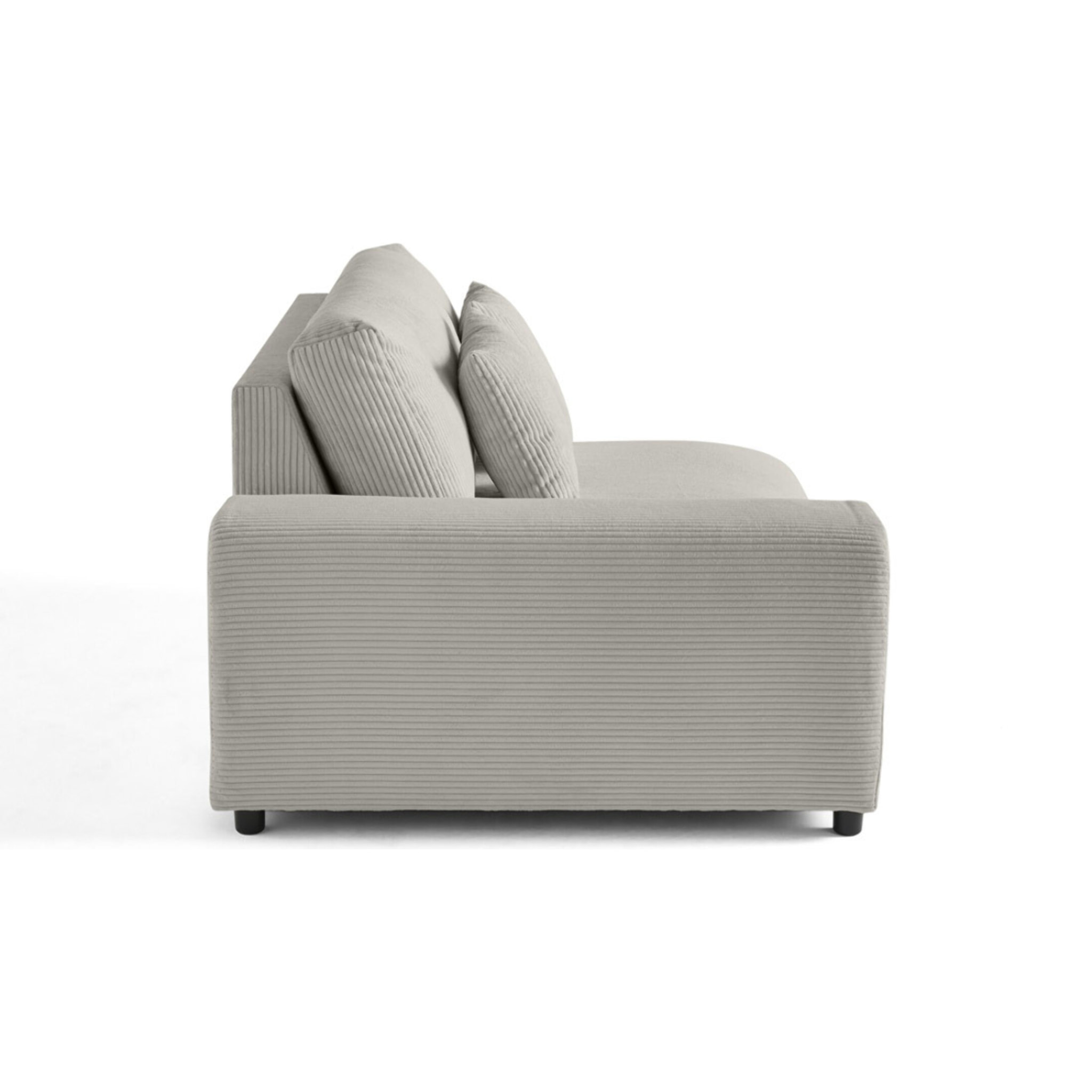 Garance - module d'assise 2 places avec accoudoir gauche - en velours côtelé - Gris clair