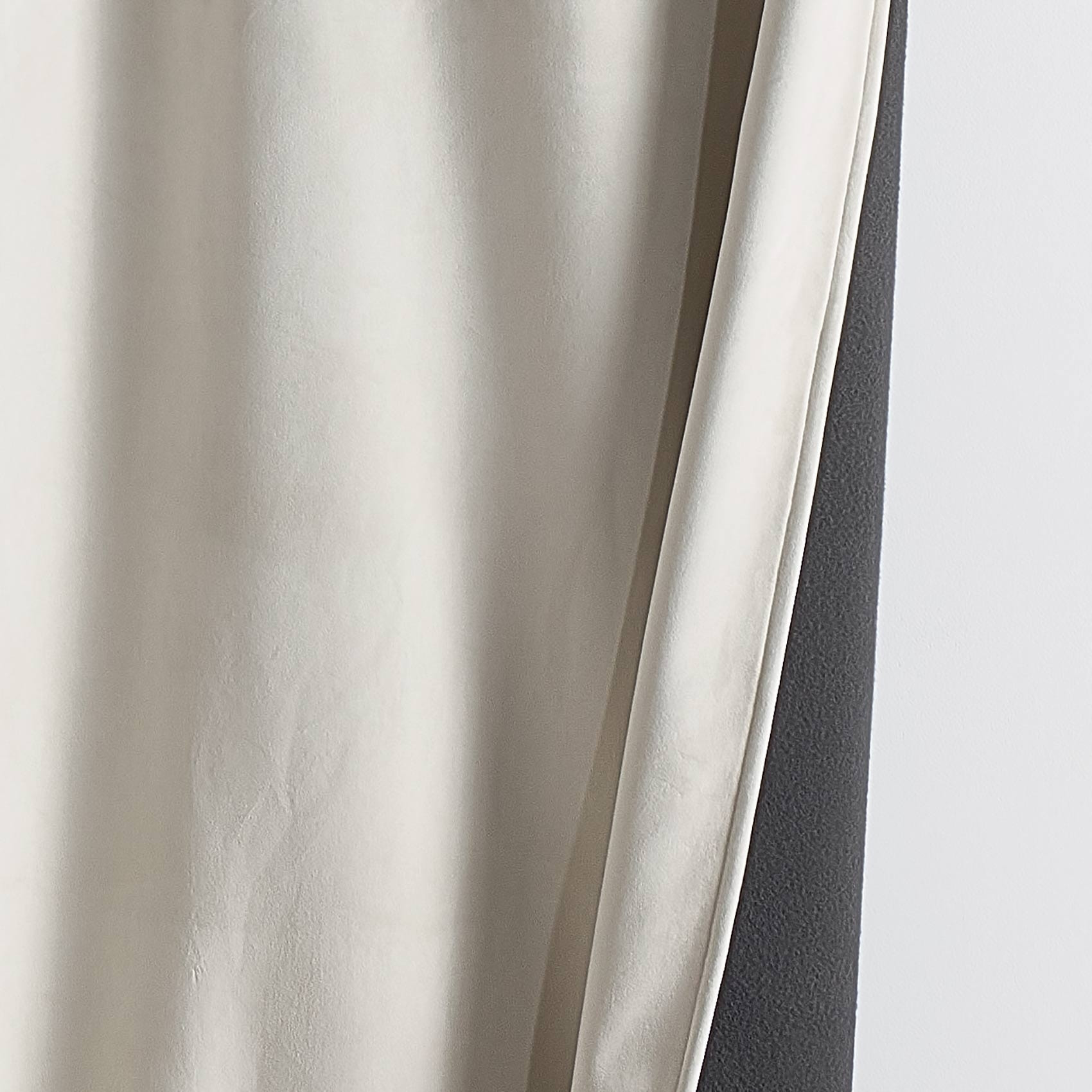 Rideau isolant et occultant en velours doublé polaire - Blanc cassé