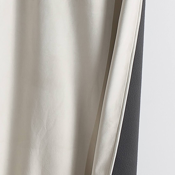 Rideau isolant et occultant en velours doublé polaire - Blanc cassé