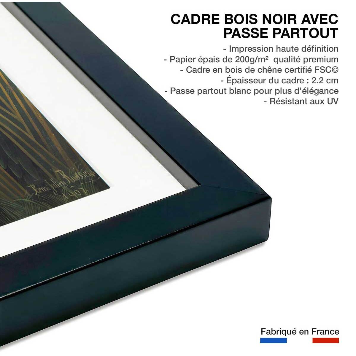 Poster La charmeuse de Serpents - Henri Rousseau Affiche sous cadre noir
