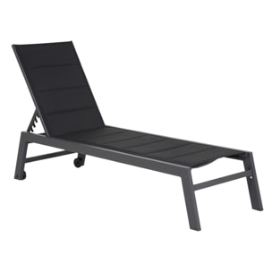 Lot de 2 bains de soleil BARBADOS en textilène noir - aluminium gris anthracite