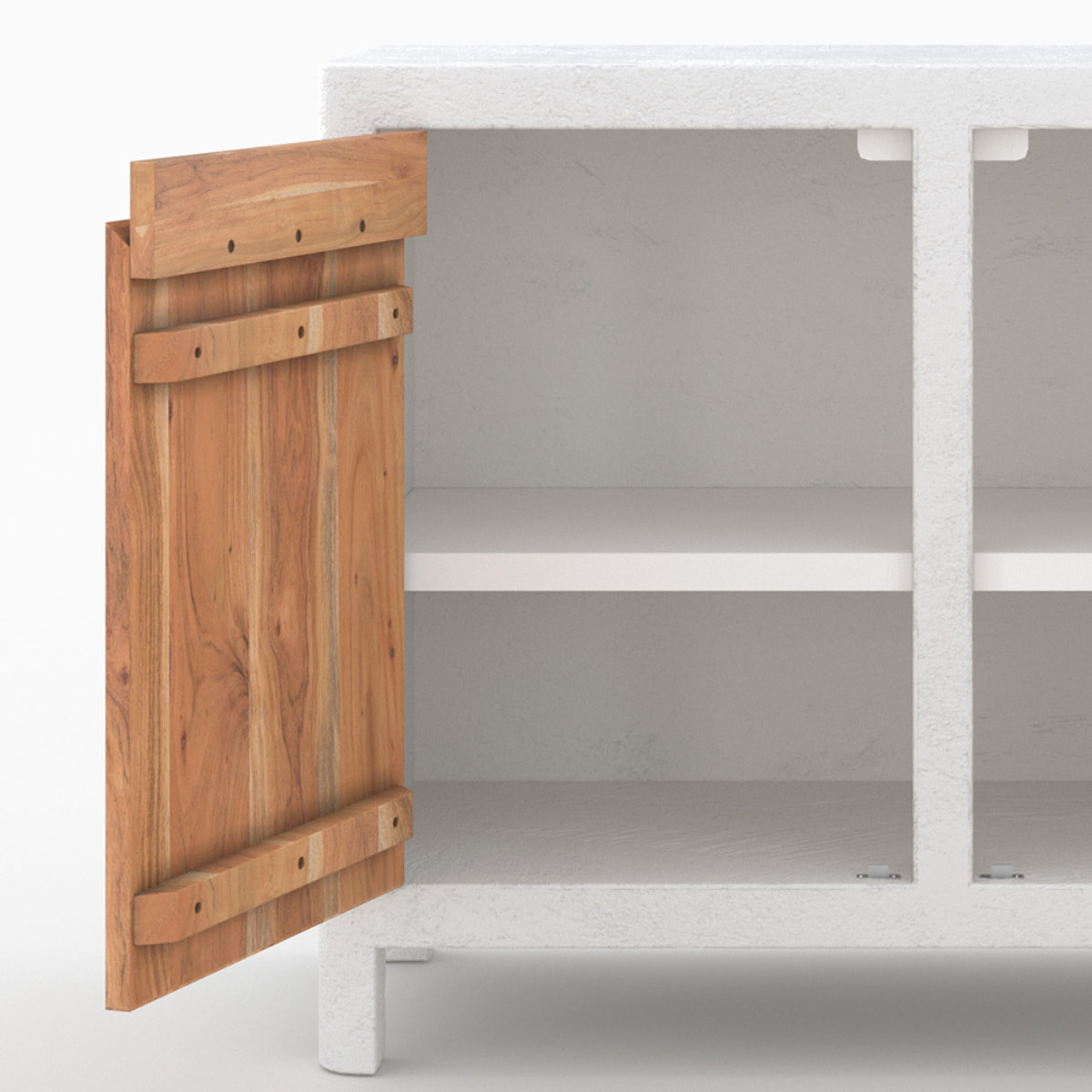 Petit buffet en béton blanc cassé et bois d'acacia - Tierra