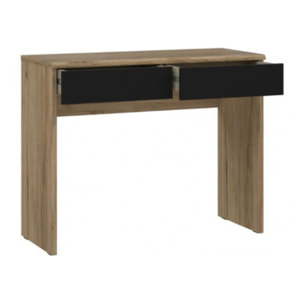 Ensemble coiffeuse en décor bois chêne avec miroir, table et banc - DAVID