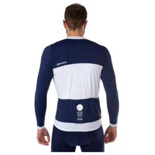 Camiseta ciclismo hombre manga larga color azul/blanco