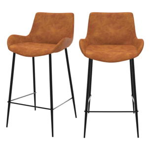 Lot de 2 chaises pour îlot central 65 cm en cuir synthétique camel - Pirata