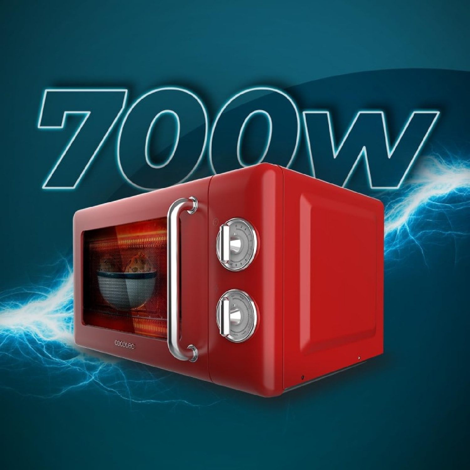 Cecotec Micro-ondes de 20 L avec grill ProClean 3110 Retro Red