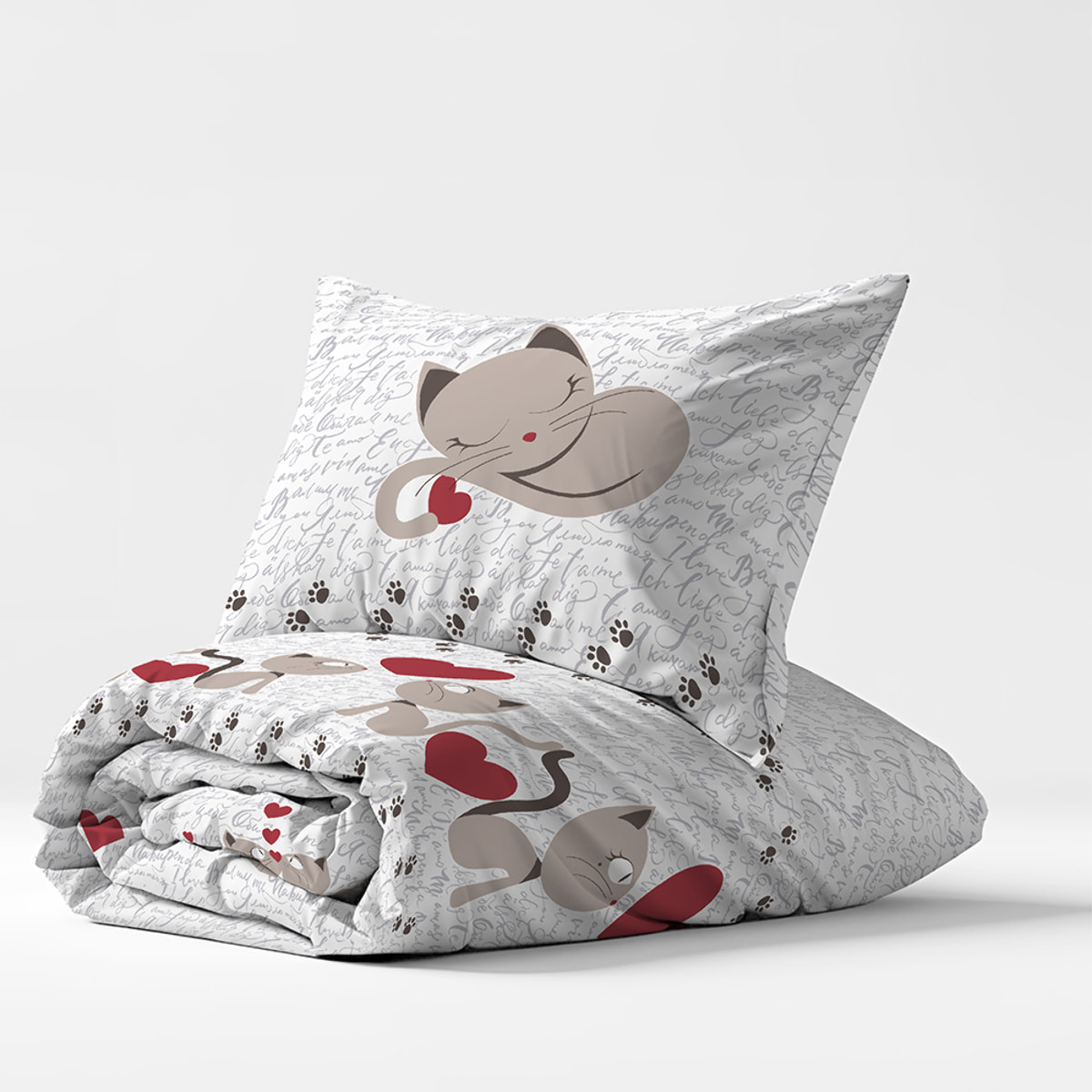 Parure copripiumino gattini beige