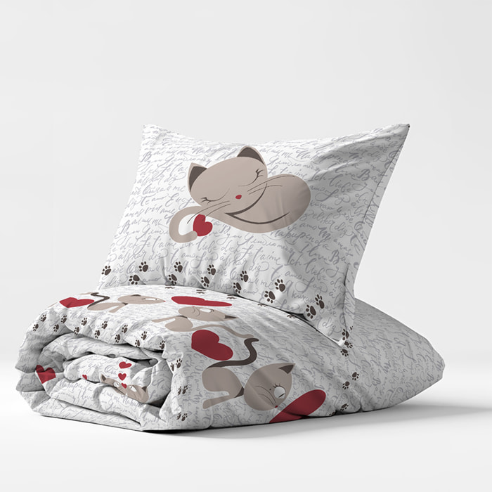 Parure copripiumino gattini beige