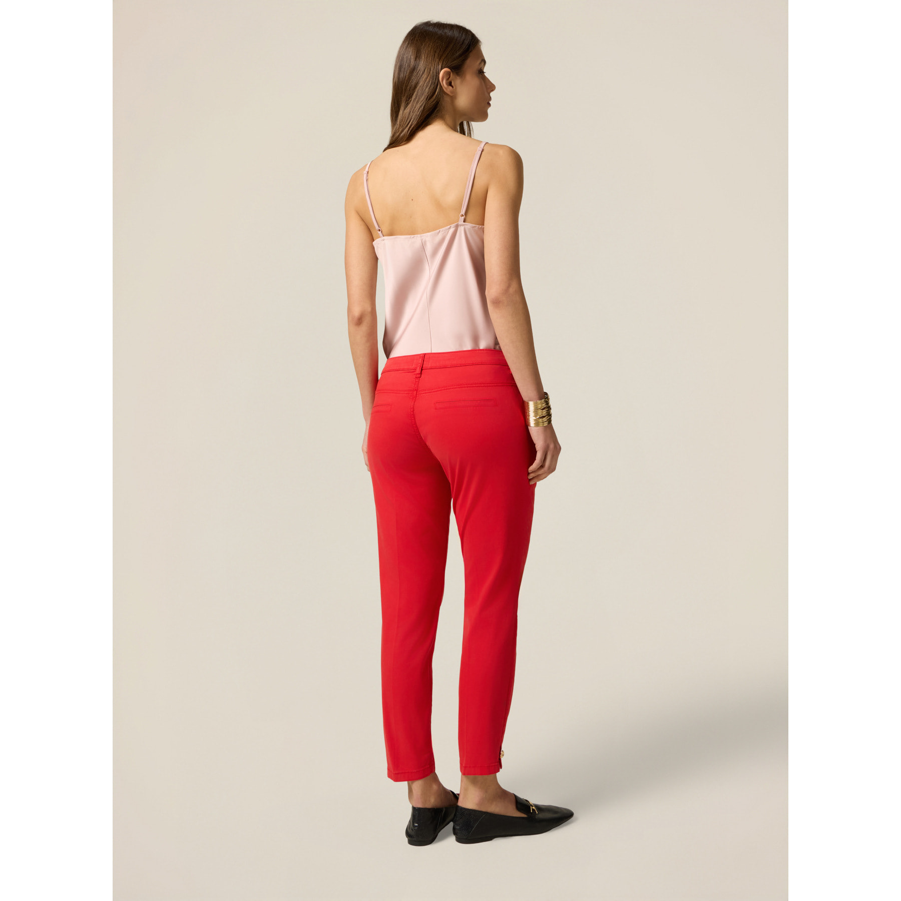 Oltre - Pantaloni chinos misto lyocell - Rosso