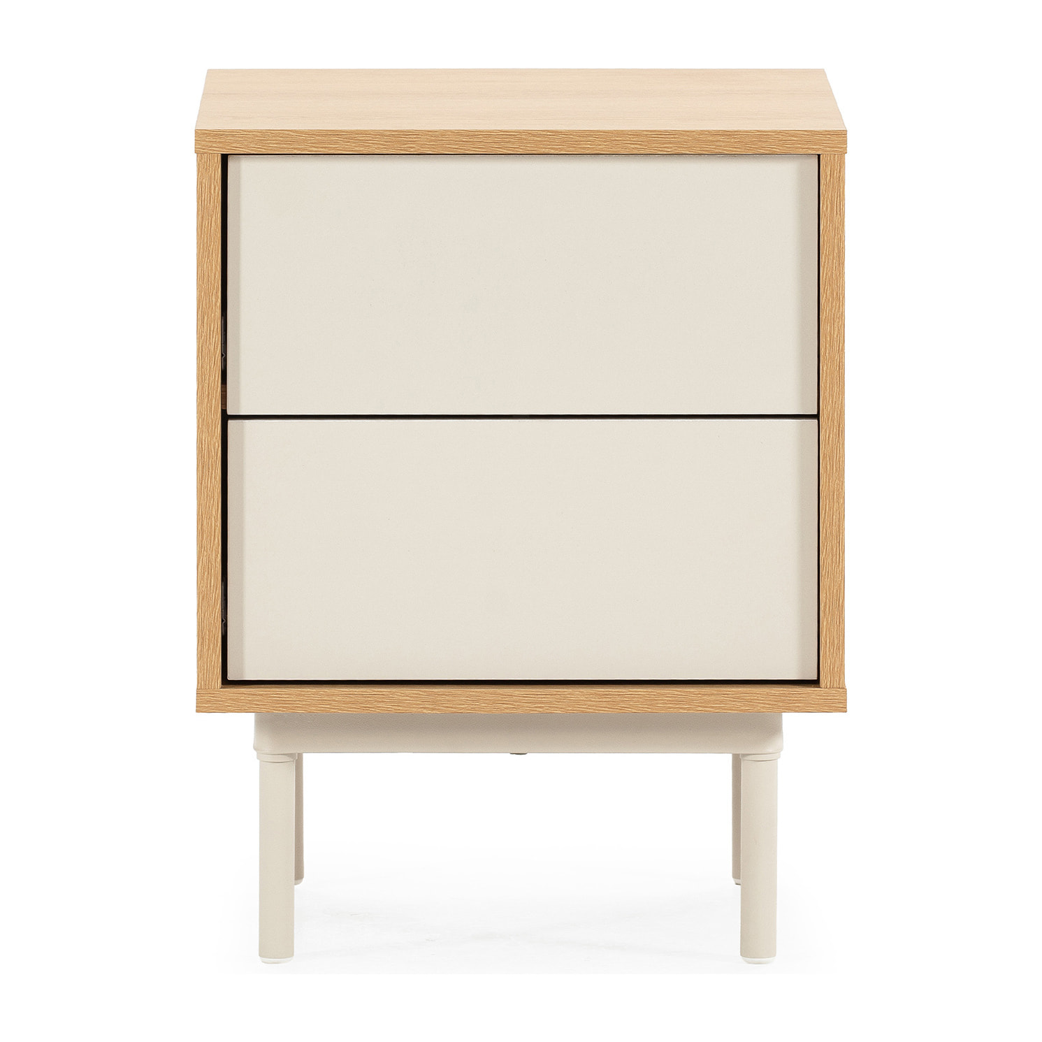 Mesita de noche Cuzco 2 cajones color Roble/Gris