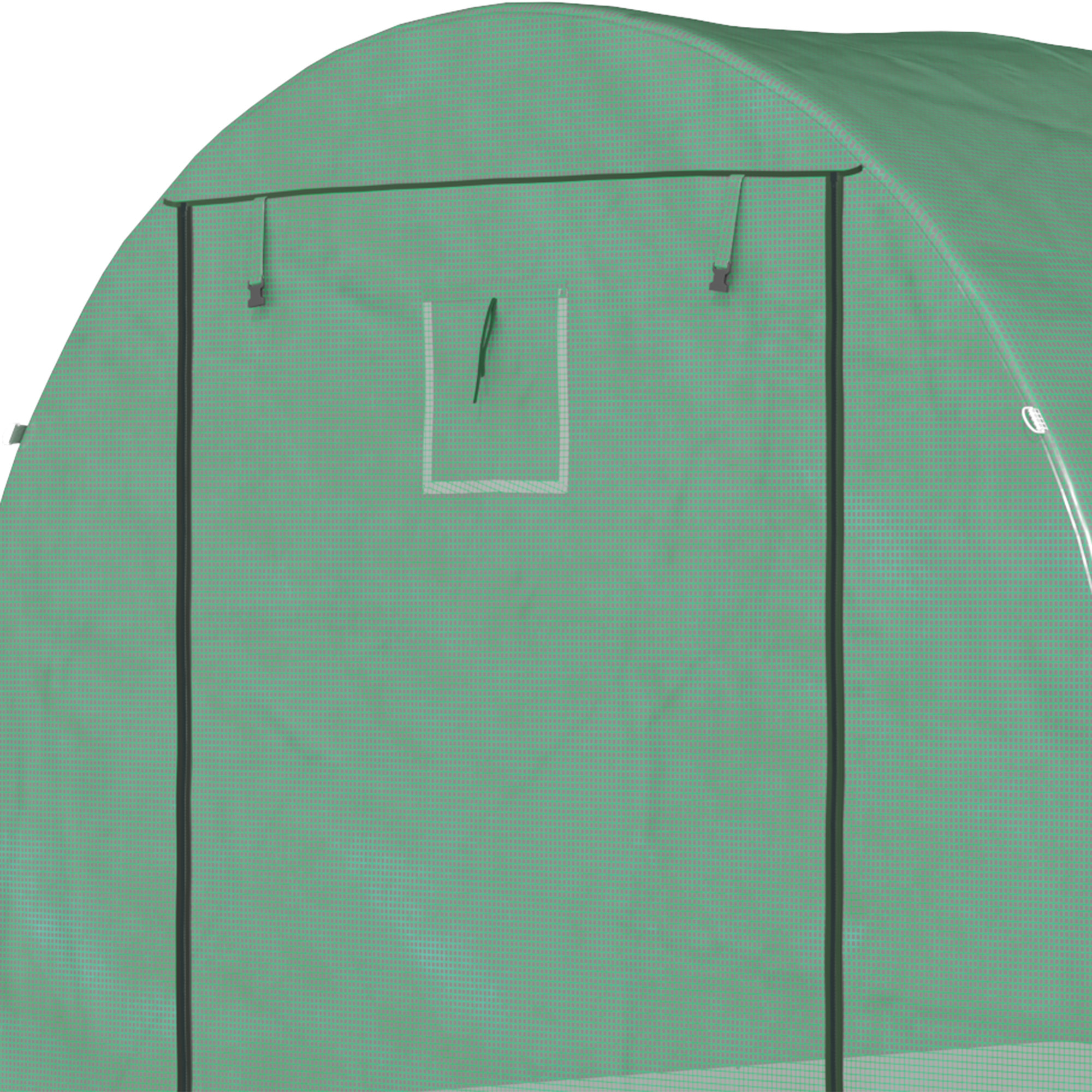 Serre tunnel de jardin grande taille dim. 3L x 2,95l x 1,97H m - 6 fenêtres, porte zippée enroulable - acier galvanisé PE haute densité vert