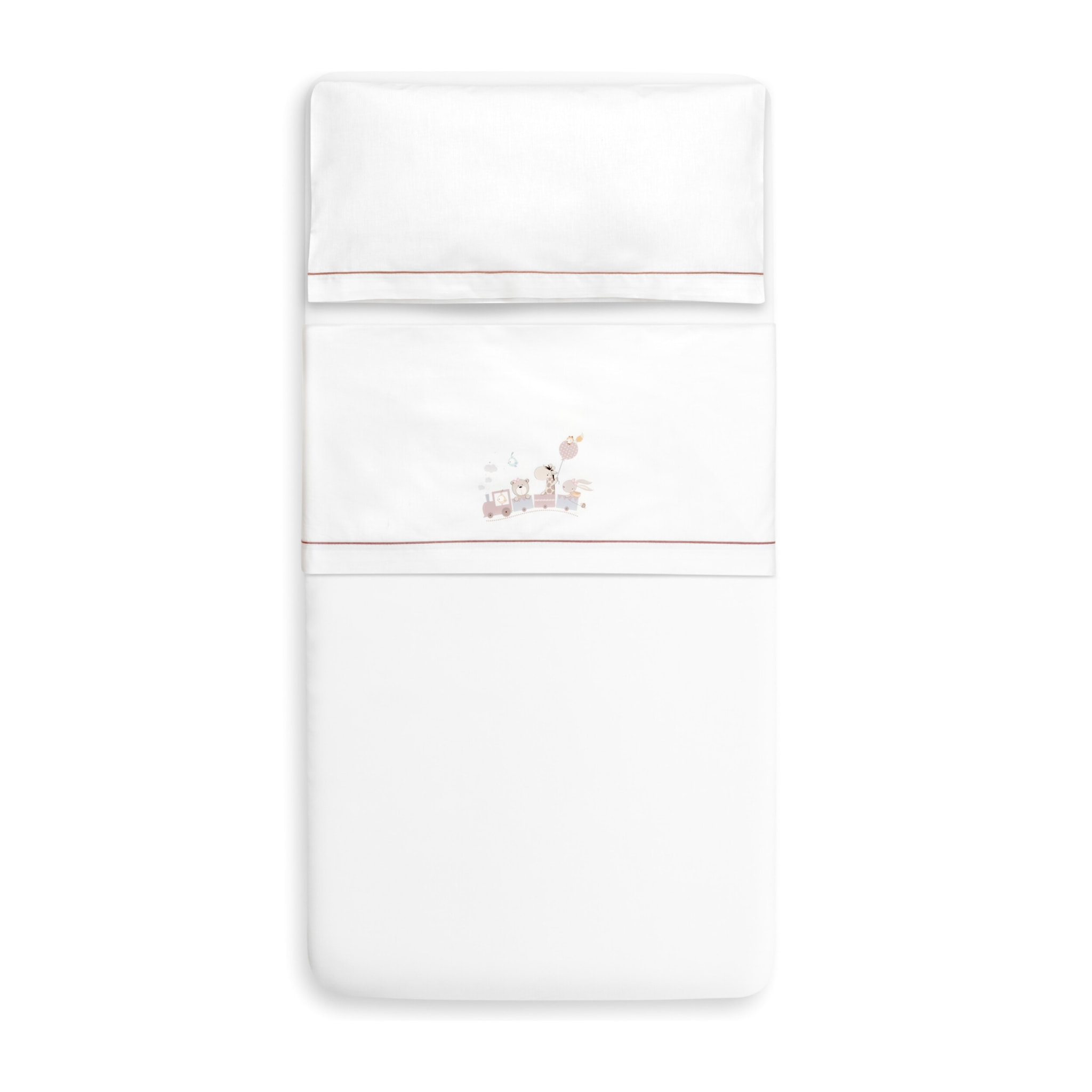 Sábanas Cuna y Kit  Peine con Cepillo de Don Algodón Jirafa Tren