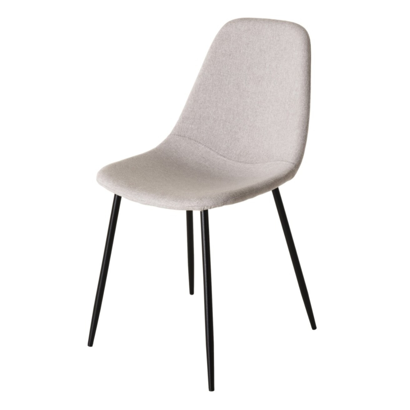 TOM - Lot de 2 chaises tissu blanc écru pieds métal noir